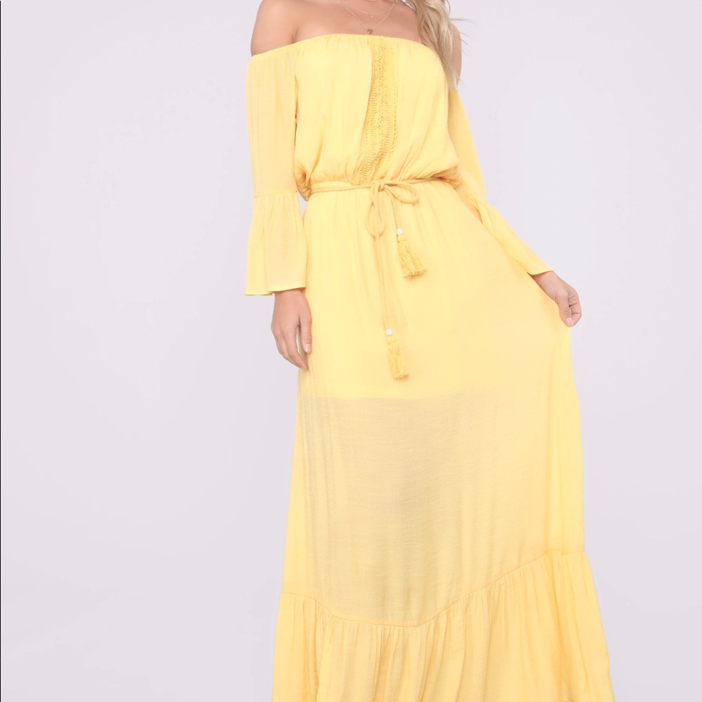 Fashion Nova yellow maxi dress